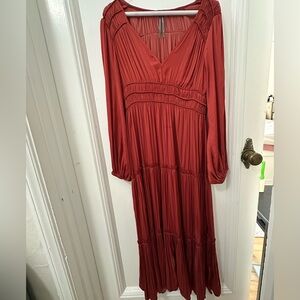 Anthropologie burnt orange long sleeve dress